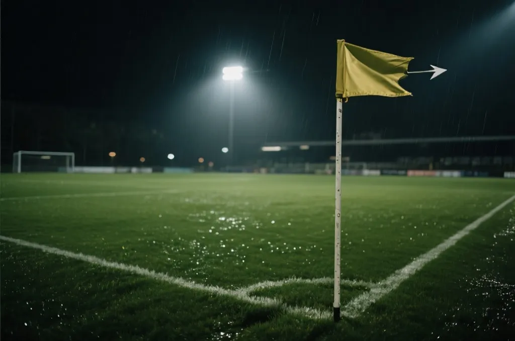 夜间球场与天气风向示意，辅助世界杯比分预测更新